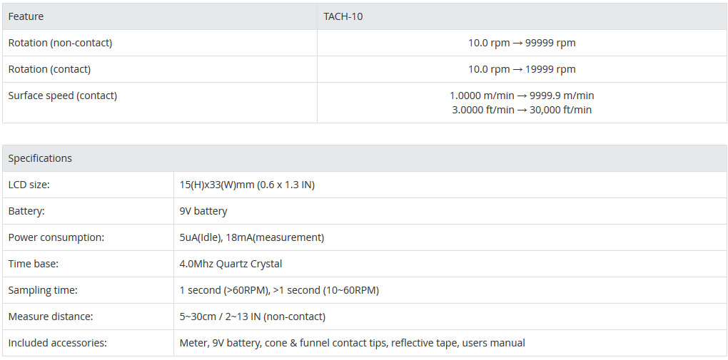 Amprobe TACH-10 Contact and Non-Contact Tachometer view 5